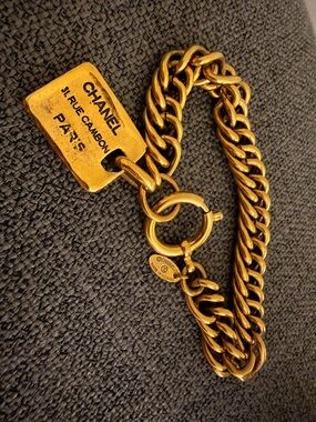 Vintage CHANEL Curb Chain Bracelet with Tag